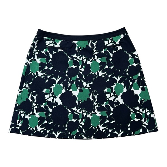 MARGARET M Green Navy & White Floral Short Skirt Pull On Stretchy Casual sz XL - Picture 1 of 7